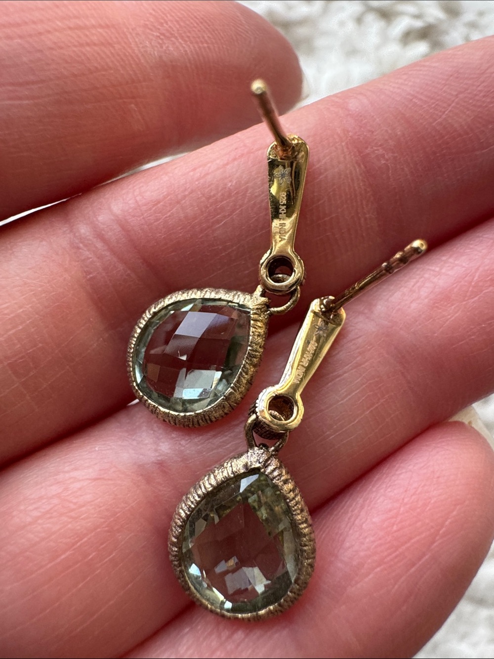 Plated Sterling Tear Drop Earrings‎ - Picture 2 of 3